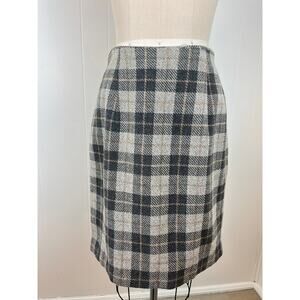 Vintage 90s Georges Marciano Plaid Pencil Skirt 10 Academia‎ Preppy Quiet Luxury